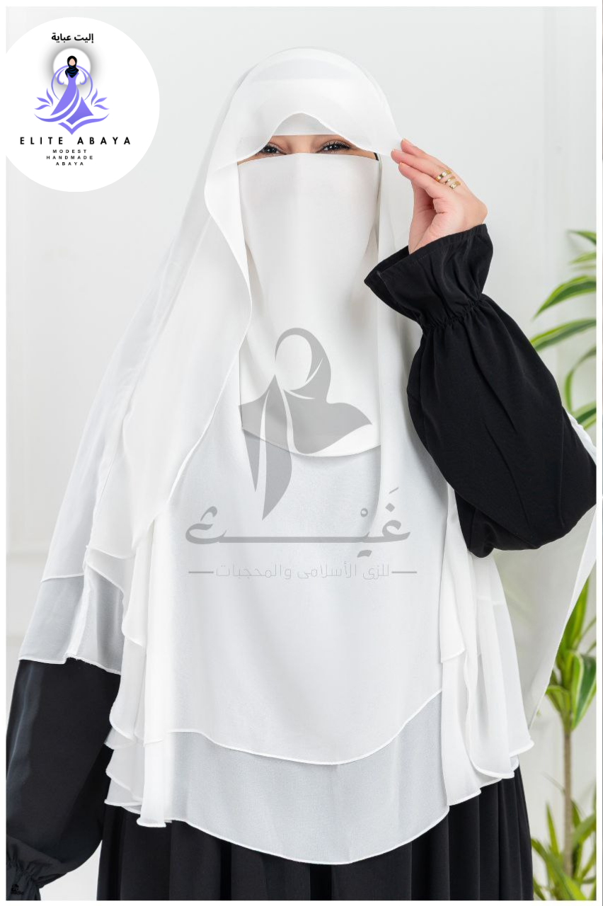 Premium Sky Blue Triple-Layer Niqab & Scarf Set